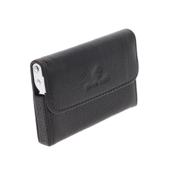 Port Carti de Vizita din piele naturala neagra cu capac, model 03, MAGAZINULDEGENTI Port Carti de Vizita din piele naturala neagra cu capac, model 03, MAGAZINULDEGENTI