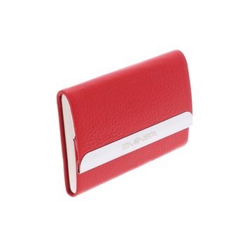 Port Carti de Vizita din piele naturala rosie cu bordura metalica si magnet, 01, MAGAZINULDEGENTI Port Carti de Vizita din piele naturala rosie cu bordura metalica si magnet, 01, MAGAZINULDEGENTI