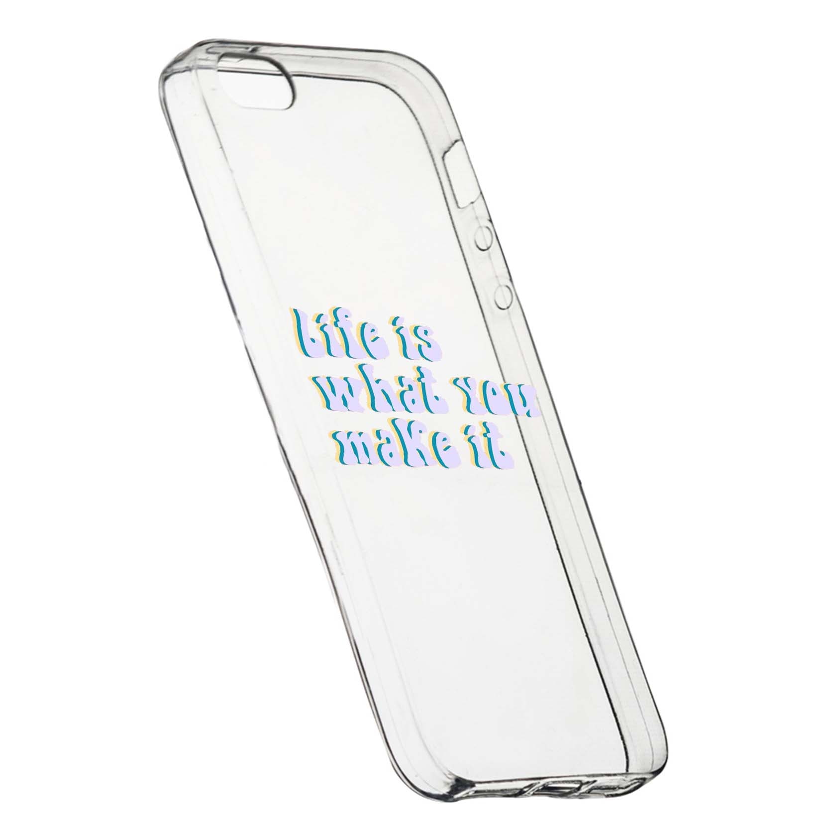 Husa de protectie cu mesaj Life is..., pentru Apple iPhone 5 / 5S / SE, rezistenta la uzura, anti-alunecare, din silicon Premium, 491