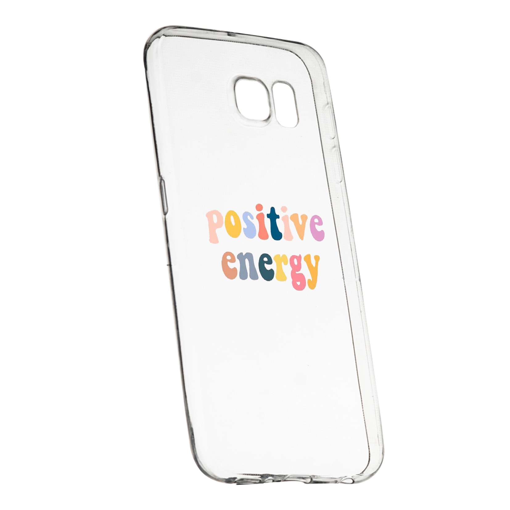 Husa de protectie cu mesaj Positive Energy, pentru Samsung Galaxy S6 Edge, rezistenta la uzura, anti-alunecare, din silicon Premium, 479