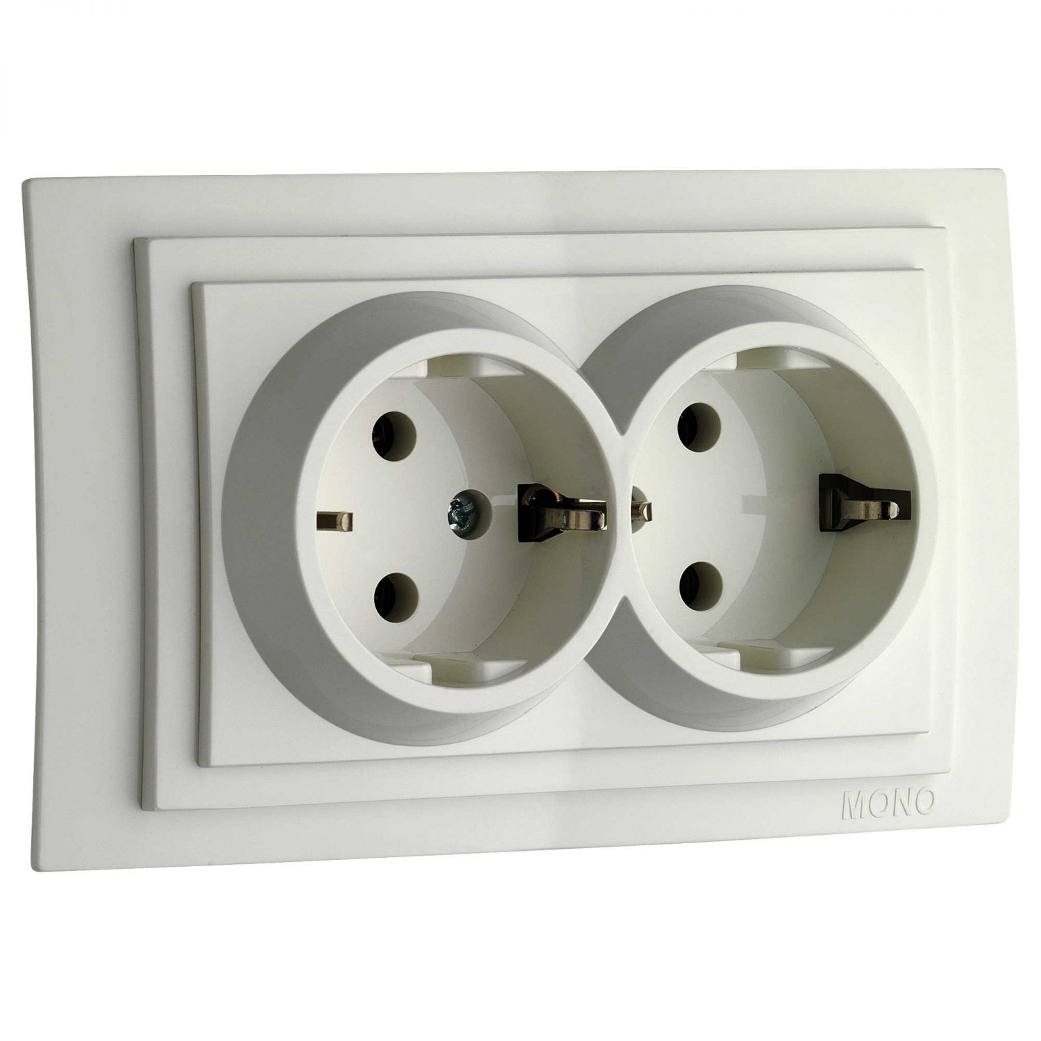 Priza dubla cu CP, LARISSA, ingropat/ST, alb