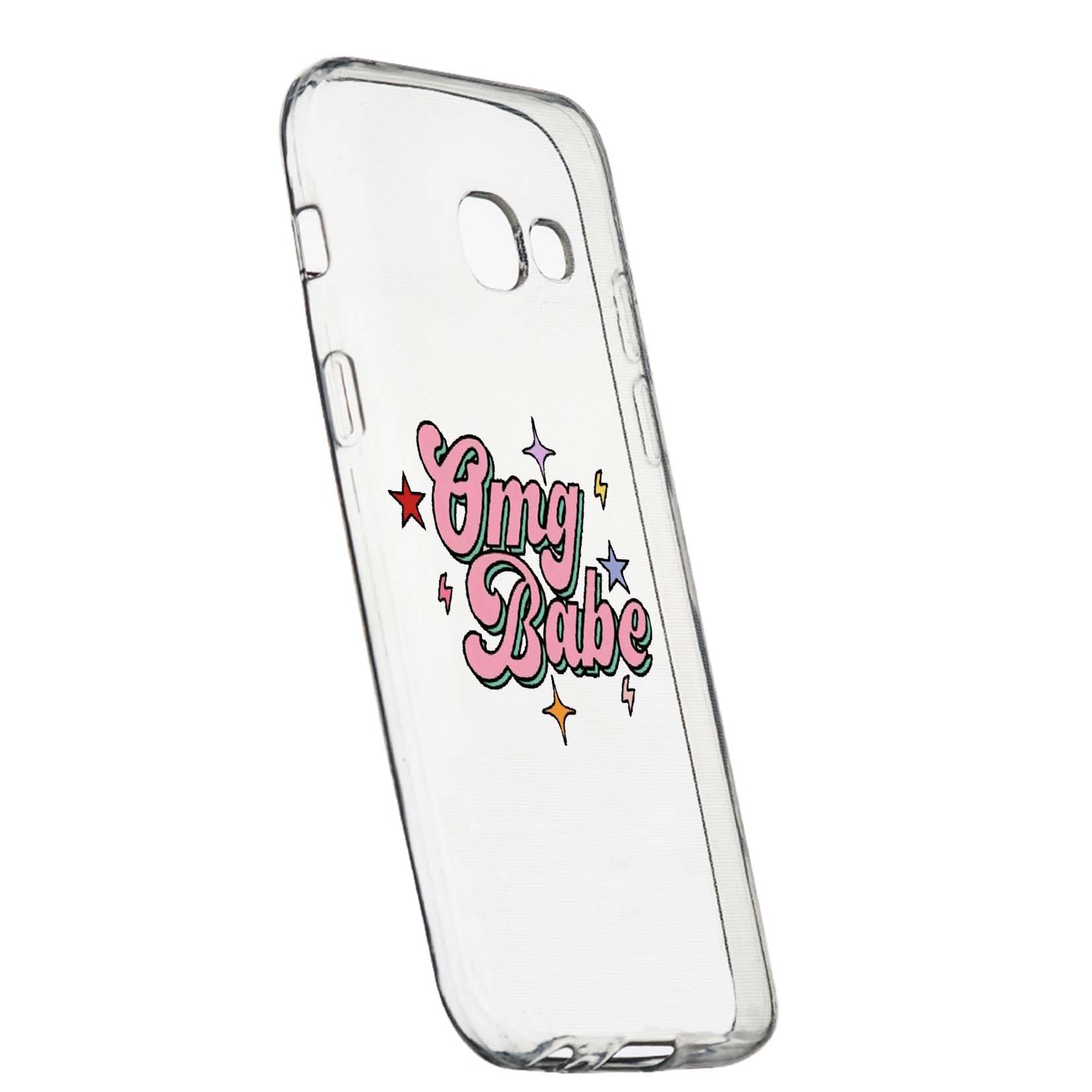 Husa de protectie cu mesaj OMG Babe, pentru Samsung Galaxy A3 2016, rezistenta la uzura, anti-alunecare, din silicon Premium, 487
