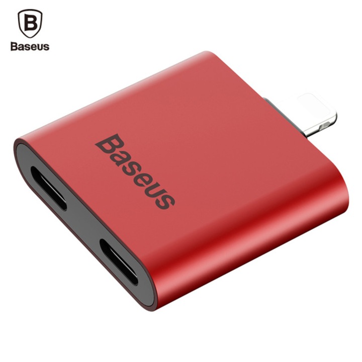 Baseus Double Lightning Adapter L39 - двоен Lightning адаптер за устройства с Lightning порт (червен)