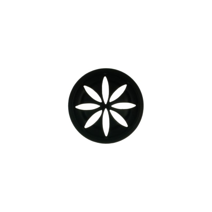 Set de 10 nasturi poliester cu prelucrare laser , culoare negru si finisaj spreiat , MABO, L.36 (2.2 CM)