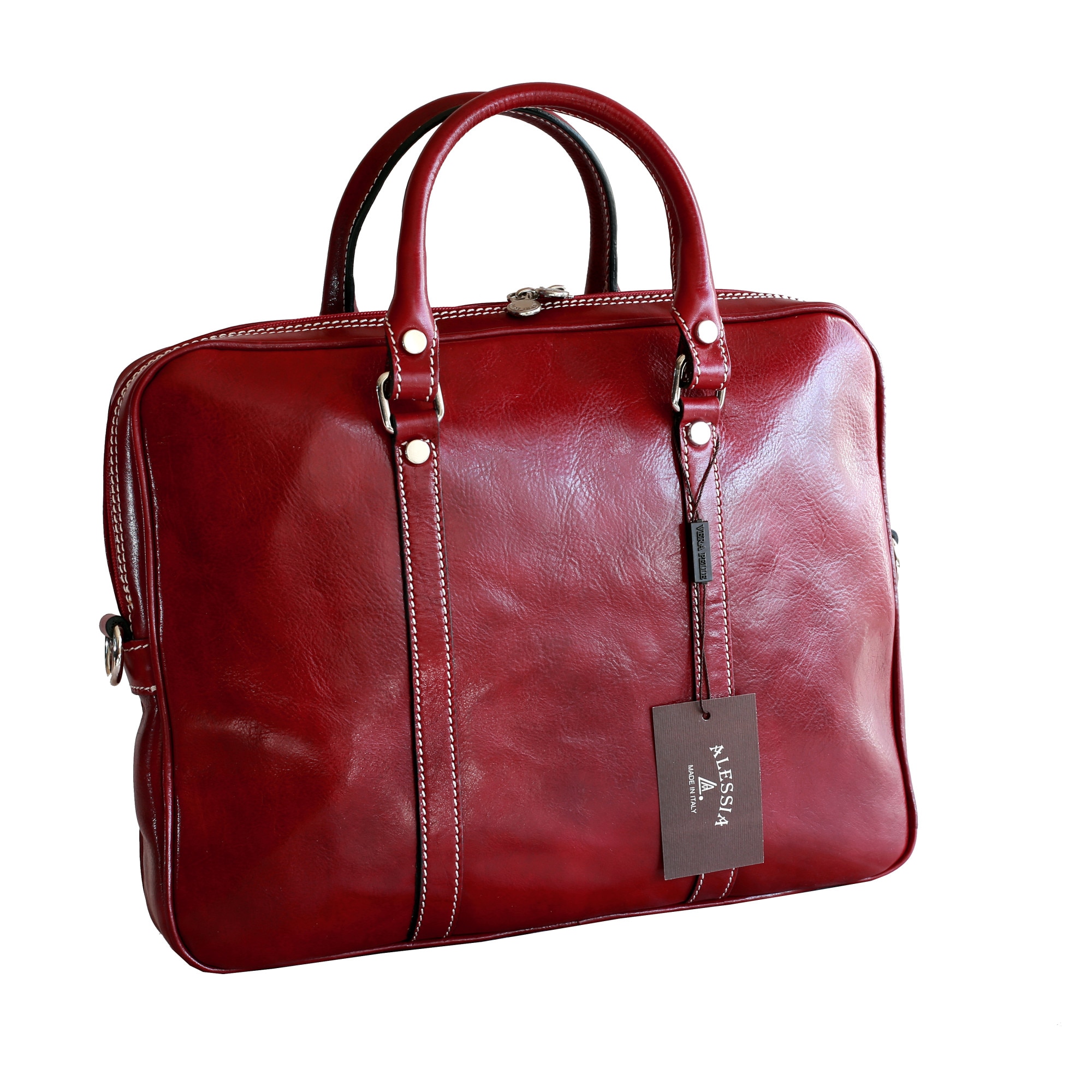 Geanta dama laptop, piele naturala, bordo, SS142D