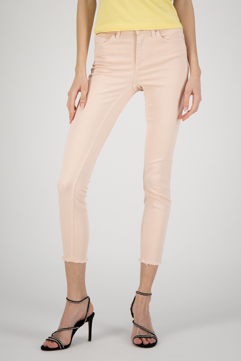 Only, Blugi skinny cu terminatii nefinisate Blush, Roz