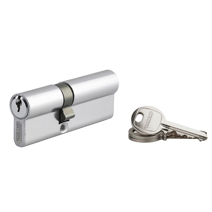 Cilindru standard Thirard „ECO” 35 x 50 mm, din aluminiu cu finisaj nichelat, mecanism cu 5 pini