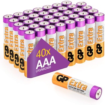 Baterii alcaline GP-Batteries Extra Alcaline AAA, LR3, set 40 bucati, 1.5 V, zero mercur, zero cadmium Baterii alcaline GP-Batteries Extra Alcaline AAA, LR3, set 40 bucati, 1.5 V, zero mercur, zero cadmium