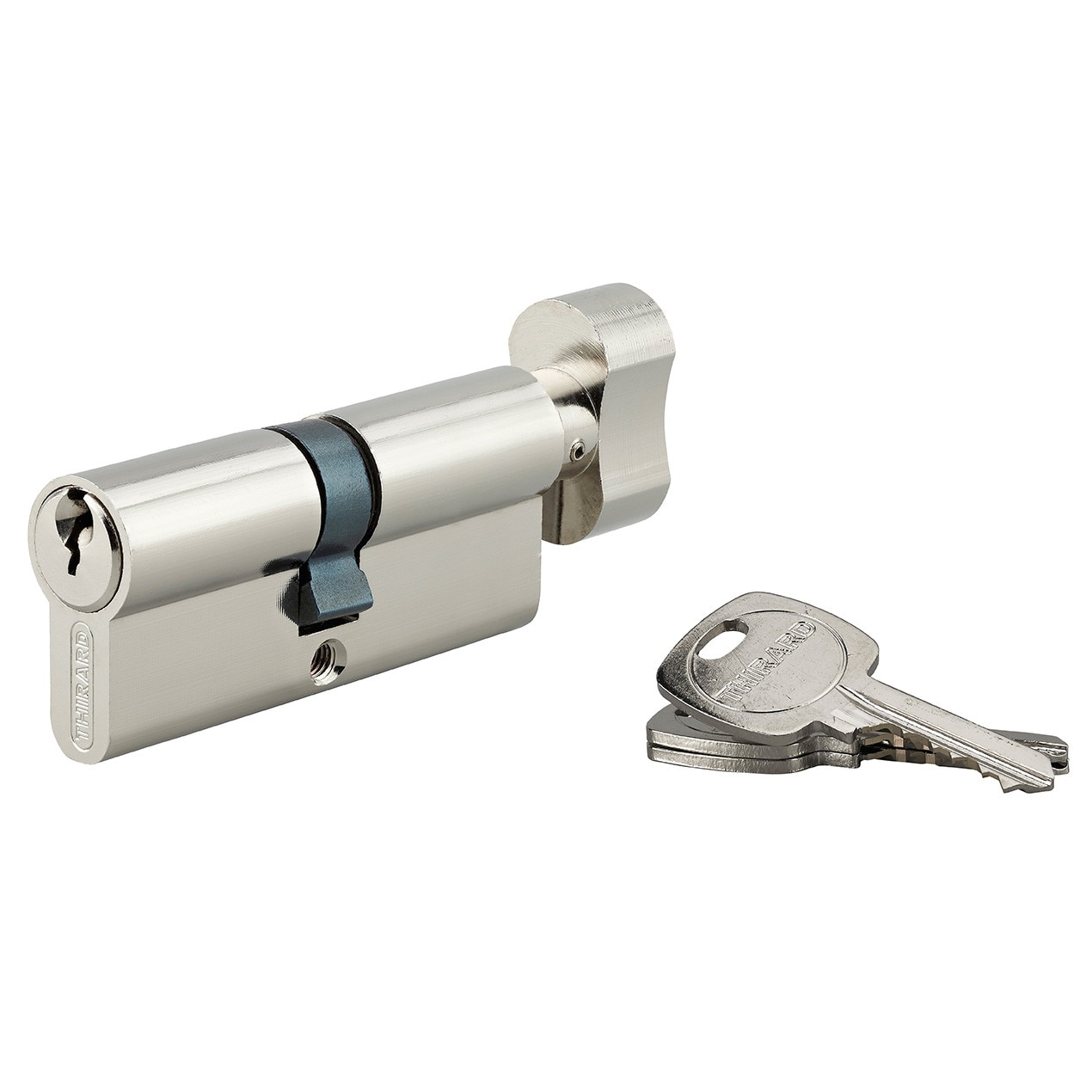 Cilindru cu buton Thirard „STD” 40 x 40 mm, din alama nichelata, mecanism cu 5 pini