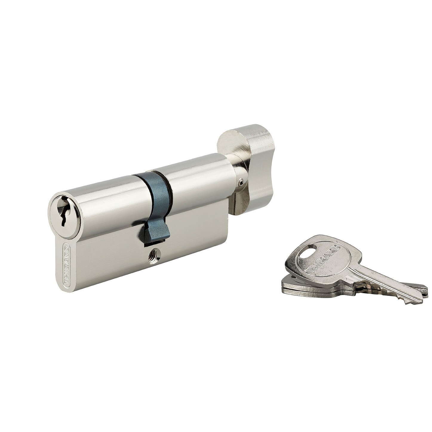 Cilindru cu buton Thirard „STD” 30 x 40 mm, din alama nichelata, mecanism cu 5 pini