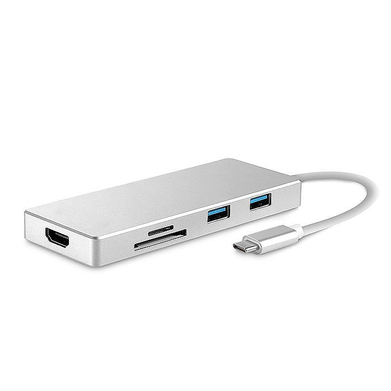 Adaptor digital multiport 4k HDMI cu port USB 3.1 - Tip C, cititor de carduri TF/SD pentru MacBook, Argintiu, BBL1270