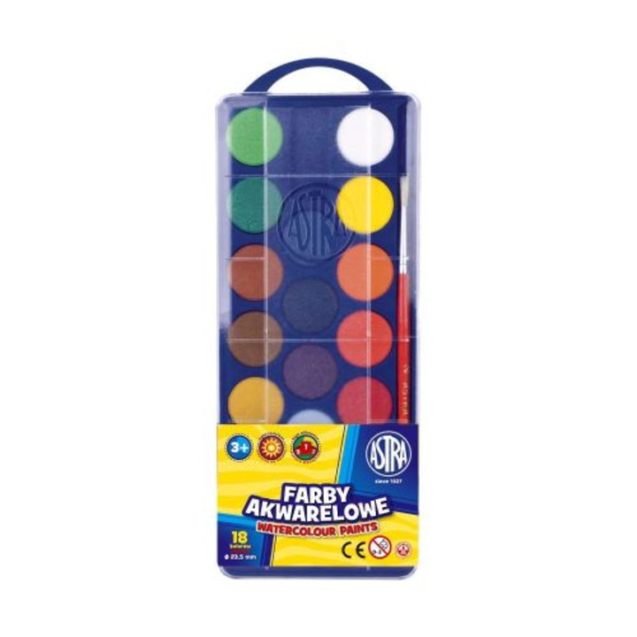Акварелни бои 18 Astra цвята – фи 23,5мм