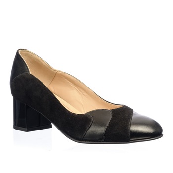 Pantofi dama din piele naturala - Negru cu Antilopa - 505 NA Pantofi dama din piele naturala - Negru cu Antilopa - 505 NA