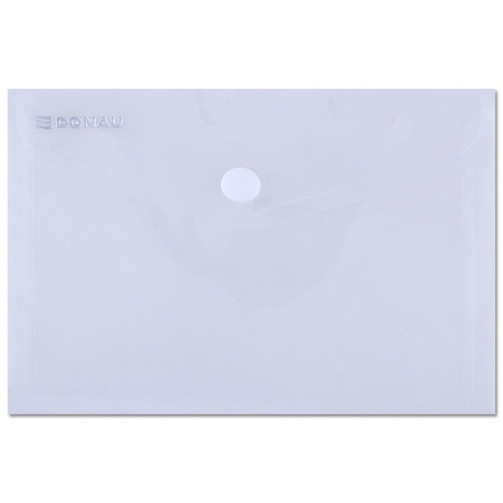 Set 10 Mape din Plastic A6 DONAU cu Capsa si Clapeta in V, Dimensiune 150x115 mm, Polipropilena 180 Mic, Model Transparent