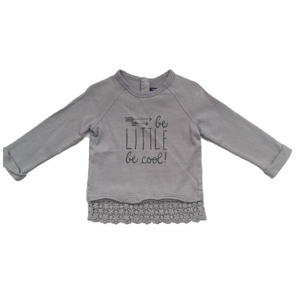 Bluza cu maneca lunga pentru fete, Original Marines, Be little cool, Gri, 6/9 luni