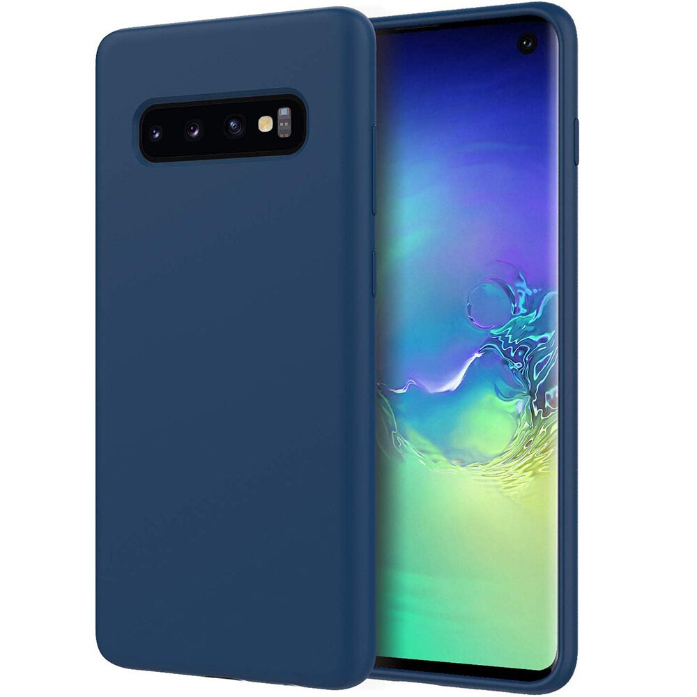 Set Husa protectie pentru Samsung Galaxy S10, Ultra Slim, Ultra Soft, Albastru + Folie AntiShock din silicon, Joyshell, Transparenta