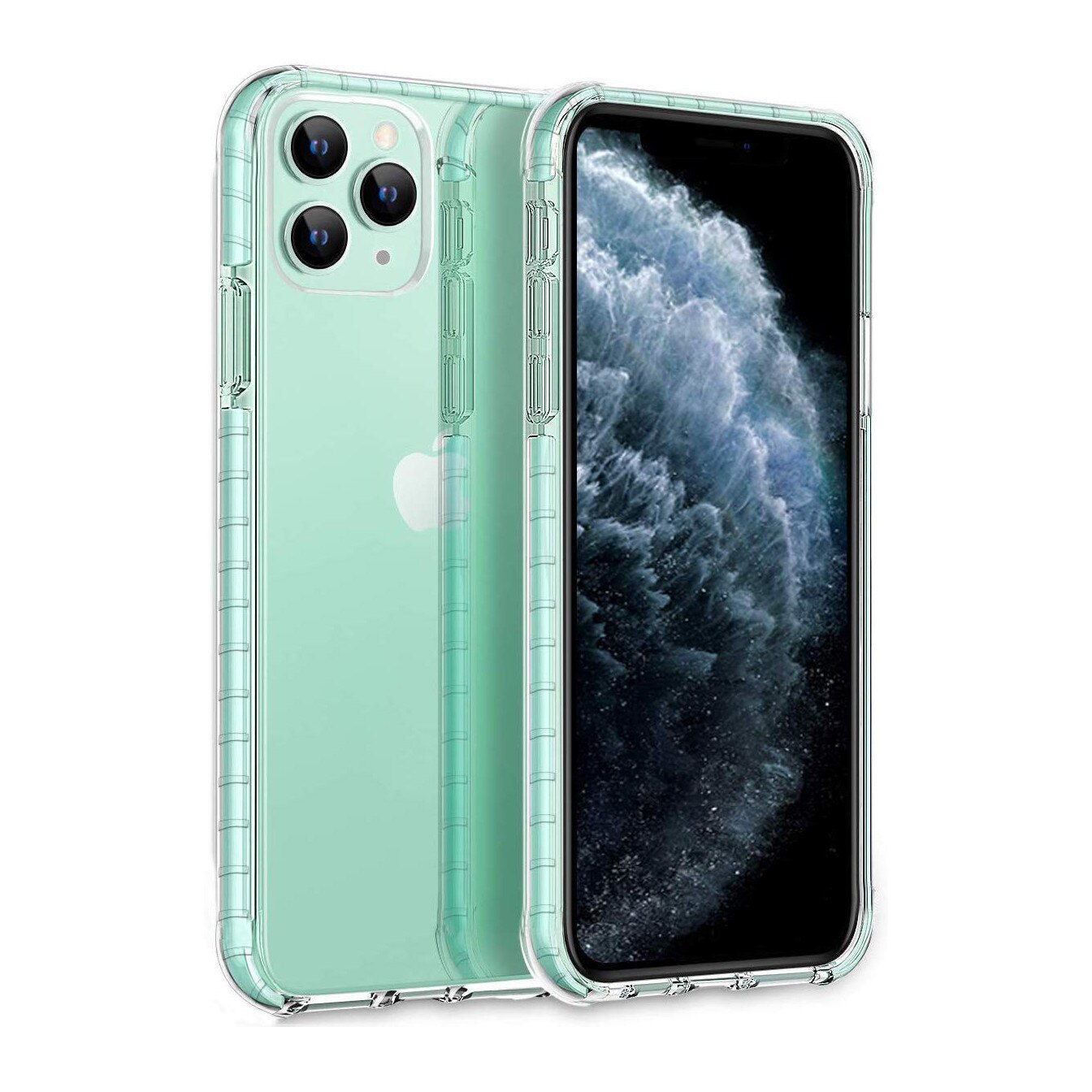 Husa iPhone 11 PRO, Hybrid Antisoc, carcasa spate PC transparenta cu Bumper, Verde