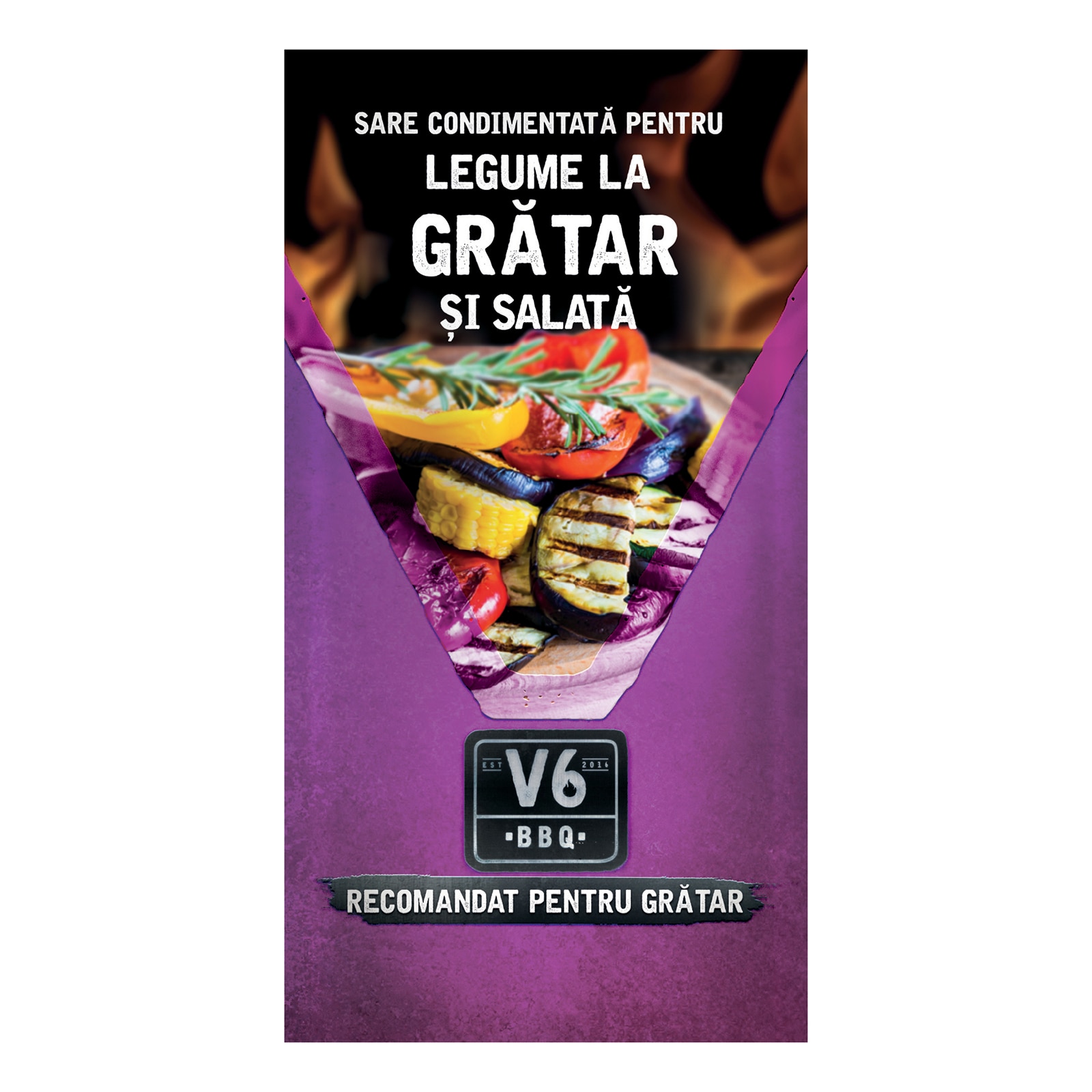 Sare condimentata pentru legume la gratar si salata, V6BBQ, 40g