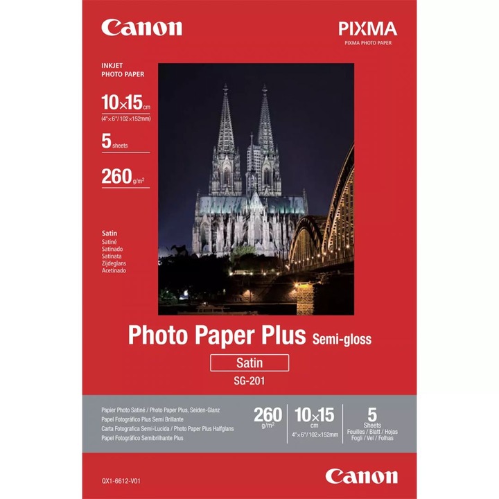 Canon SG-201 260g 10x15 5db Félfényes Fotópapír, 213011, Fotópapír