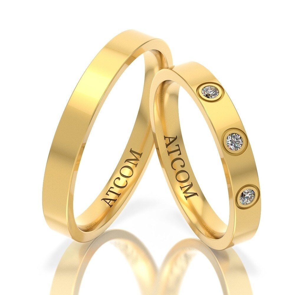 Verighete din aur galben cu diamante model Verona