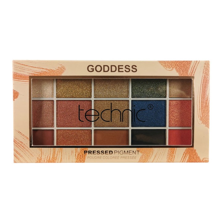 Paleta Profesionala de Farduri Technic 15 Pressed Pigment Palette, Goddess 15 Culori, 30 g