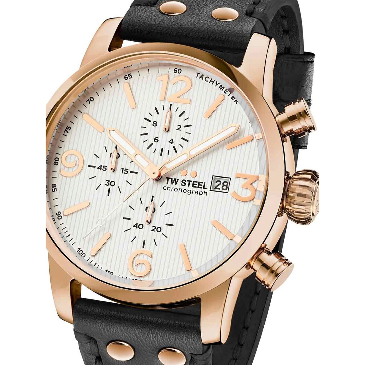Ceas barbatesc TW-Steel MS73 Maverick Cronograf 45mm, 10ATM, Auriu