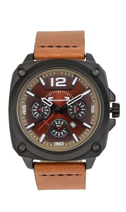 Ceas de mana barbati elegant, business, curea de piele Matteo Ferari- MF8260LTHMAROGRI