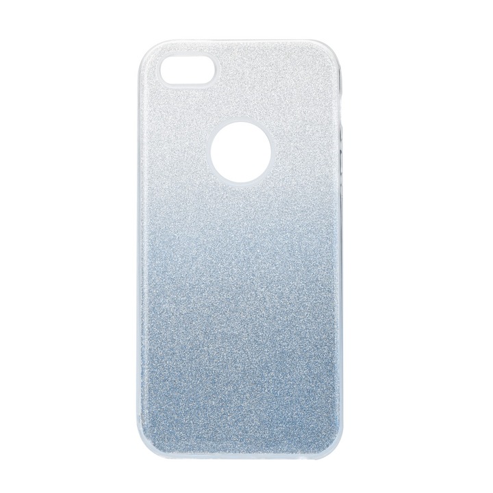 Apple iPhone 5 / 5S / SE Shining Case csillámporos, csillogó színátmenetes szilikon telefontok, Ezüst/Kék