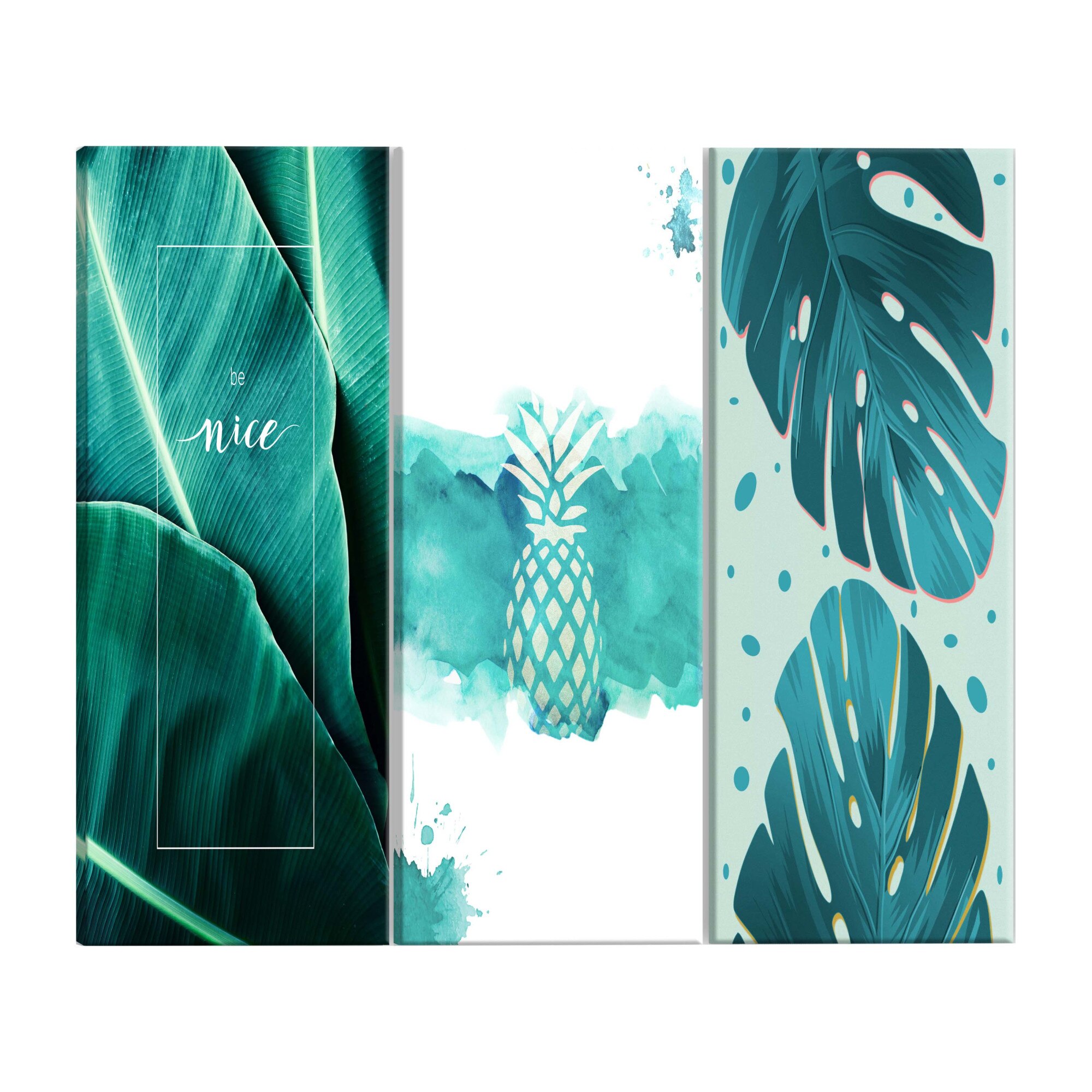 Tablou canvas, 3 piese, Laguna intensa, 120 x 60 cm