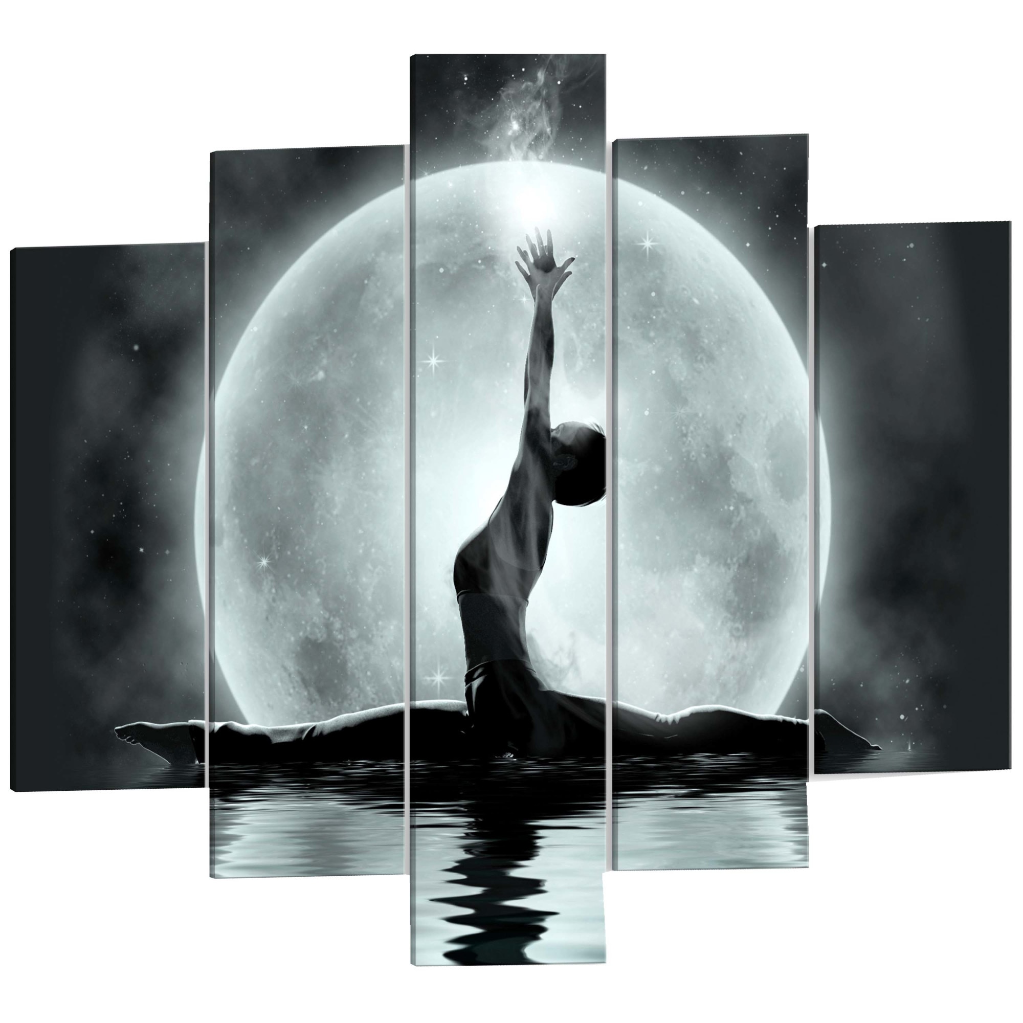 Tablou canvas 5 piese - Sfoara gri larg - 100 x 50 cm