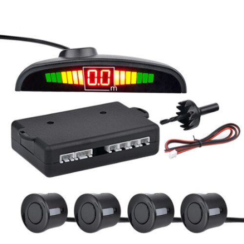 Set senzori parcare, Carguard, cu display LED,4 senzori, culoare negru