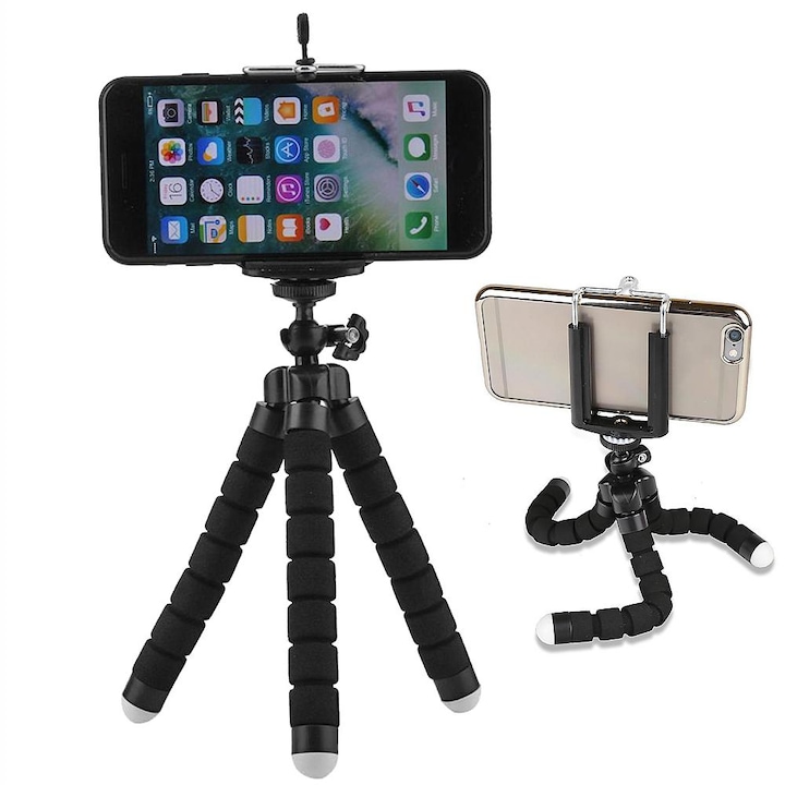 Suport Mini Trepied Flexibil Multifunctional pentru Telefon sau Camera Video, Negru