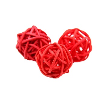 Set 20 bile din nuiele - rosu, 3 cm Set 20 bile din nuiele - rosu, 3 cm