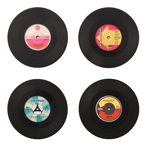 Coasters Vinyl Retro, 4 bucati, plastic