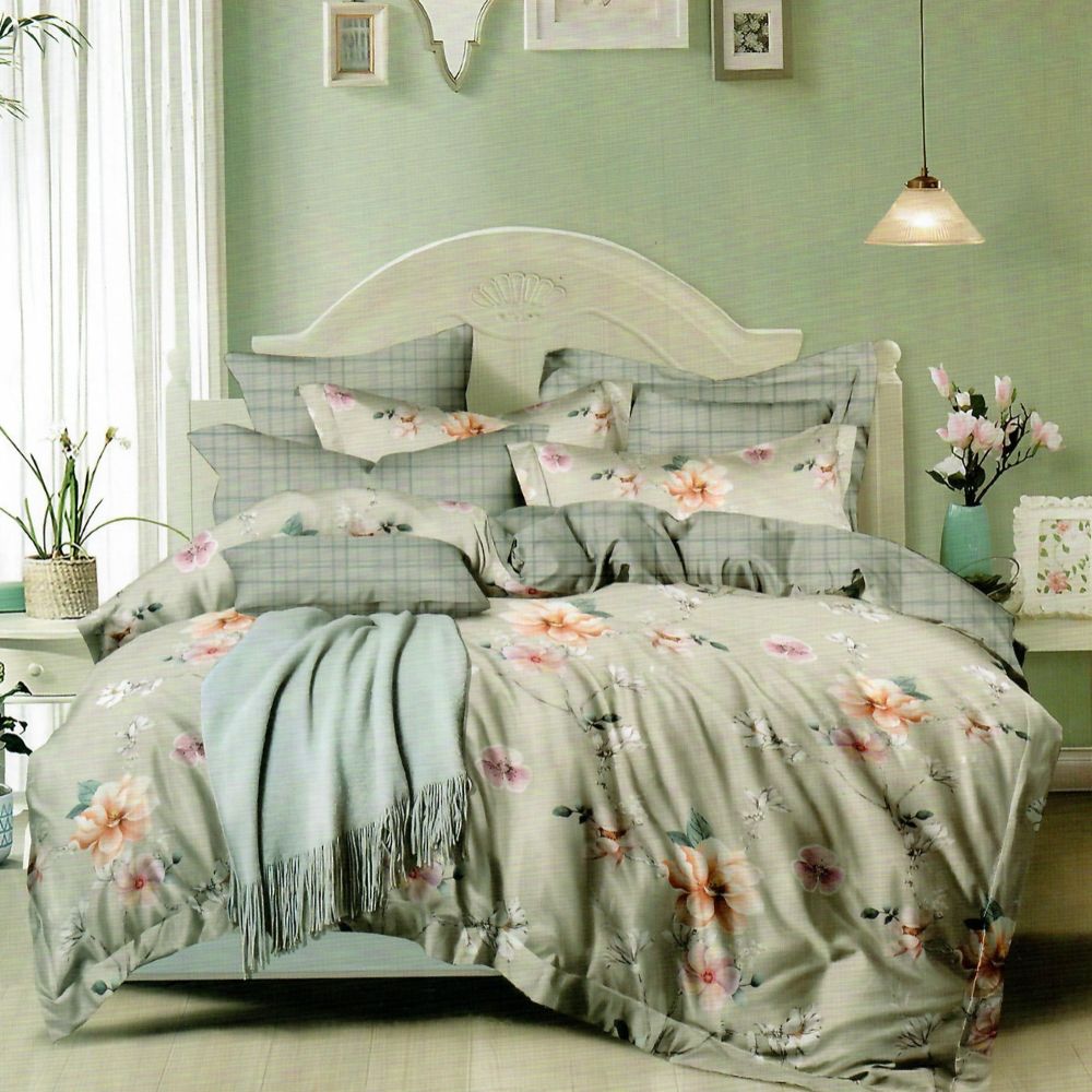 Lenjerie Finet Satinat - Pat 2 Persoane - 4 Piese - Floral