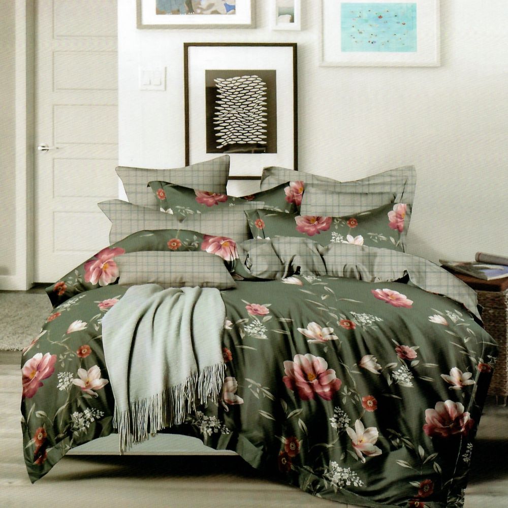Lenjerie Finet Satinat - Pat 2 Persoane - 4 Piese - Floral 3