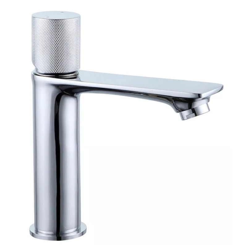 Baterie lavoar cu pipa fixa, maner rotund, crom