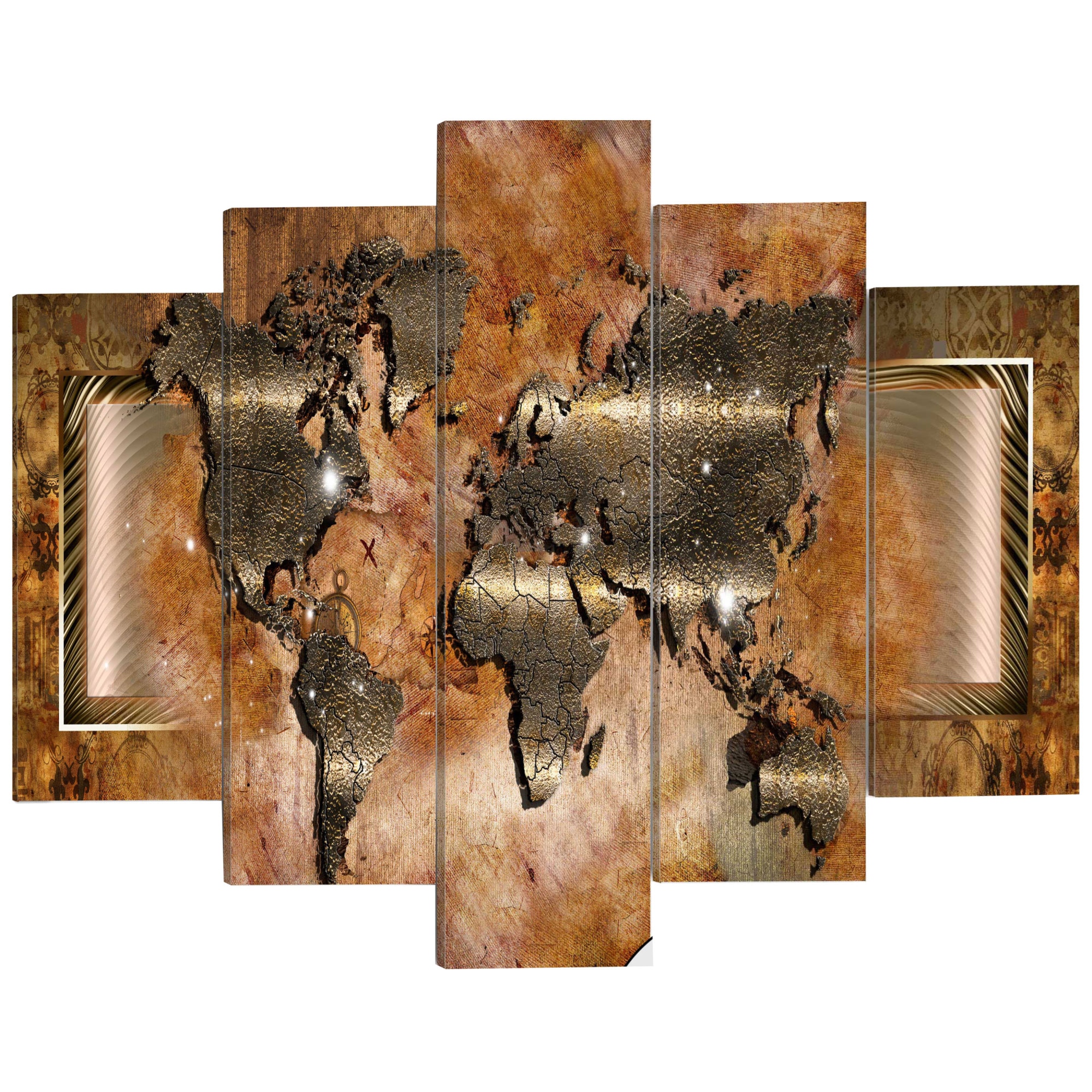 Imagine pe sticla ,5 piese, Harta de otel , acrilica 200 x 100 cm