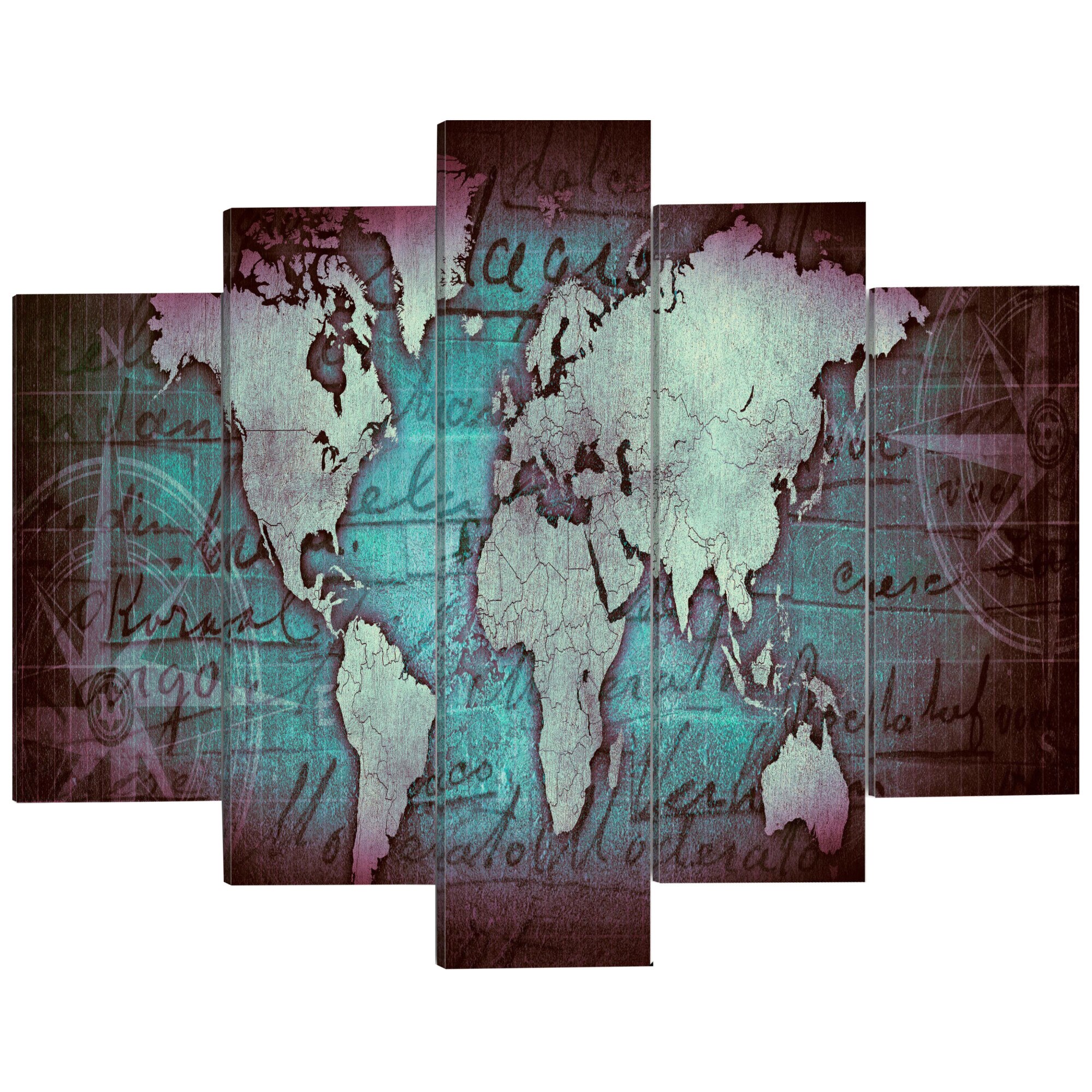 Imagine pe sticla ,5 piese, Harta bronzului II , acrilica 100 x 50 cm