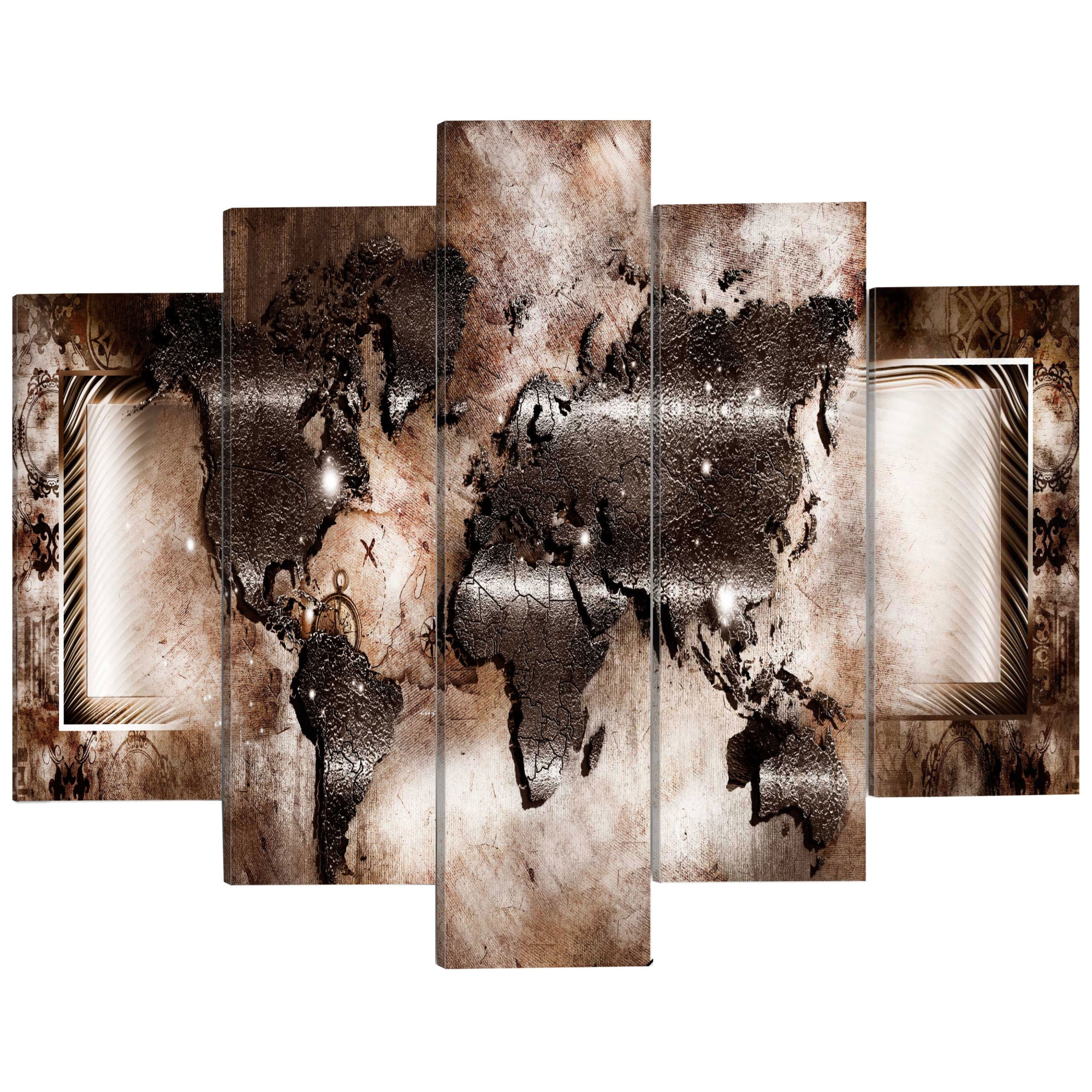 Imagine pe sticla ,5 piese, Harta Platinei , acrilica 100 x 50 cm