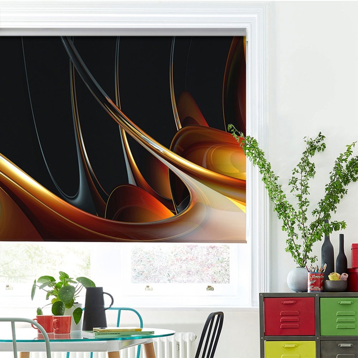 Rolete Art Shade tip Jaluzele cu Rulou si sistem inclus, Miere, Decoratiuni, Latime 100 cm x Inaltime 250 cm