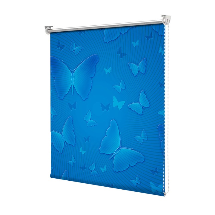 Rolete Art Shade tip Jaluzele cu Rulou si sistem inclus, Fluturi albastri, Decoratiuni, Latime 50 cm x Inaltime 250 cm