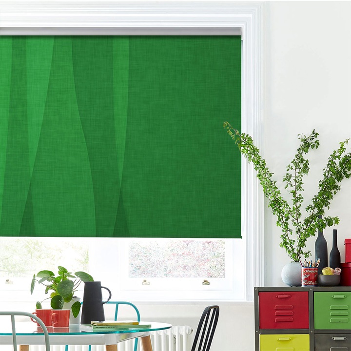 Rolete Art Shade tip Jaluzele cu Rulou si sistem inclus, Matase verde, Decoratiuni, Latime 105 cm x Inaltime 250 cm