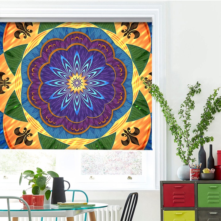 Rolete Art Shade tip Jaluzele cu Rulou si sistem inclus, Motiv tribal, Decoratiuni, Latime 95 cm x Inaltime 250 cm