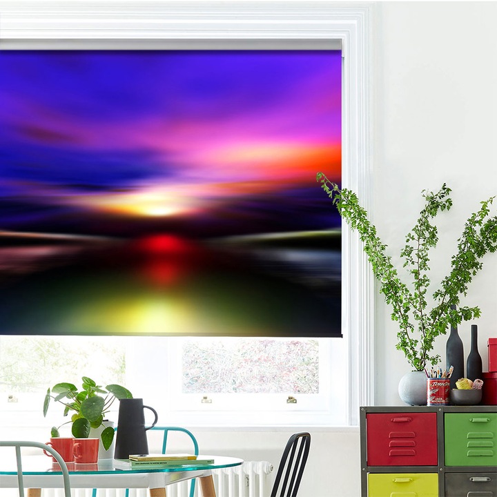 Rolete Art Shade tip Jaluzele cu Rulou si sistem inclus, Aurora Boreala, Decoratiuni, Latime 120 cm x Inaltime 250 cm
