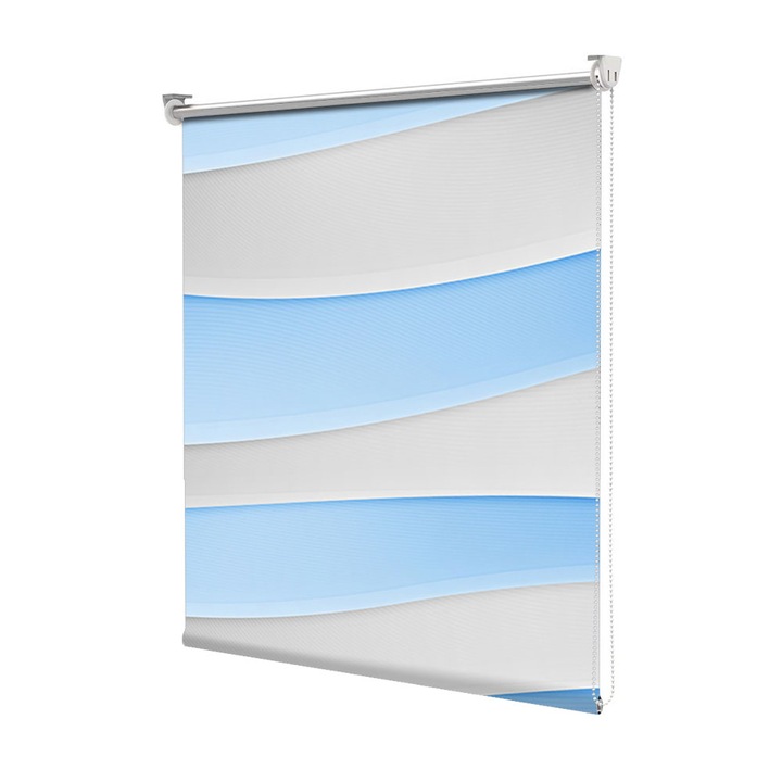 Rolete Art Shade tip Jaluzele cu Rulou si sistem inclus, Dealuri albe si Bleu, Decoratiuni, Latime 45 cm x Inaltime 130 cm