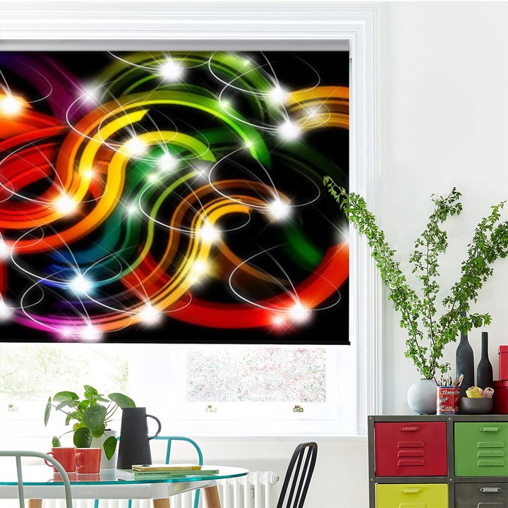 Rolete Art Shade tip Jaluzele cu Rulou si sistem inclus, Sirag de lumini, Decoratiuni, Latime 105 cm x Inaltime 250 cm