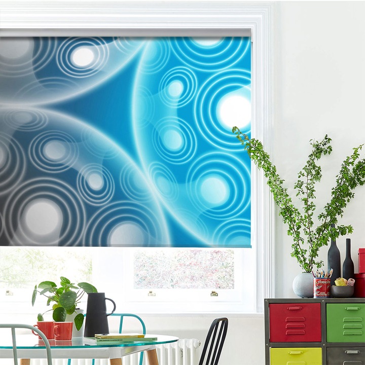 Rolete Art Shade tip Jaluzele cu Rulou si sistem inclus, Molecule, Decoratiuni, Latime 105 cm x Inaltime 250 cm