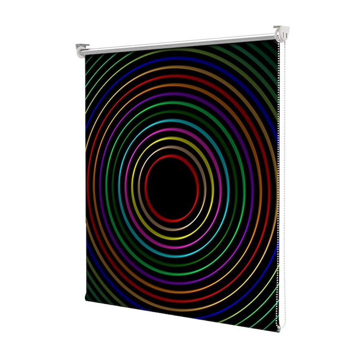 Rolete Art Shade tip Jaluzele cu Rulou si sistem inclus, Cercuri colorate, Decoratiuni, Latime 45 cm x Inaltime 130 cm