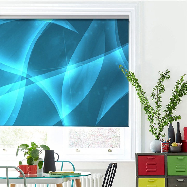 Rolete Art Shade tip Jaluzele cu Rulou si sistem inclus, Lumina Bleu, Decoratiuni, Latime 80 cm x Inaltime 250 cm